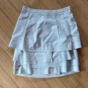 BCBGMaxAzria Cream Asymmetrical Layered Skirt